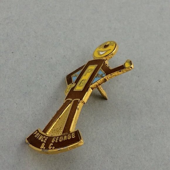 Vintage Prince George Mr PG BC Enamel Lapel Pin British Columbia Canada AS IS - Picture 5 of 13